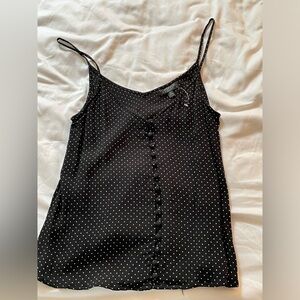 TopShop Black and white polka dot tank top with button details #polkadot